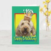 Carte Cupcake d'anniversaire - GoldenDoodle (Fleur jaune)