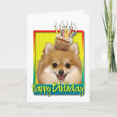 Carte Cupcake d'anniversaire - Pomeranian (Devant)