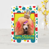 Carte Cupcake d'anniversaire - Poodle - Rouge (Fleur jaune)