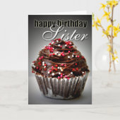 Carte Cupcake d'anniversaire pour ma soeur (Fleur jaune)