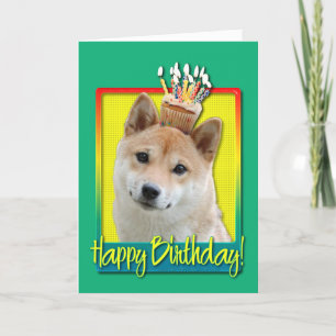 Carte Cupcake d'anniversaire - Shiba Inu