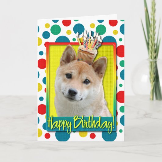 Carte Cupcake d'anniversaire - Shiba Inu (Devant)