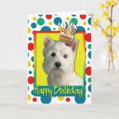 Carte Cupcake d'anniversaire - West Highland Terrier (Fleur jaune)