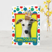 Carte Cupcake d'anniversaire - Whippet (Fleur jaune)