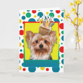 Carte Cupcake d'anniversaire - Yorkshire Terrier (Fleur jaune)