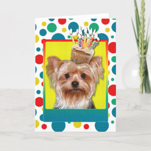 Carte Cupcake d'anniversaire - Yorkshire Terrier