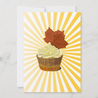 Carte cupcake d'automne avec motif de ligne de projectio