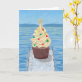 Carte Cupcake de Noël #4 (Fleur jaune)