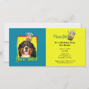 Carte Cupcake d'invitation - Chien de montagne bernois