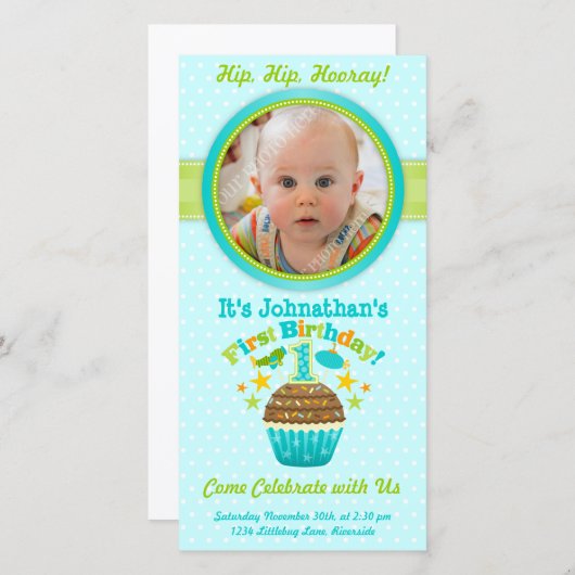 Carte Cupcake (Garçon) (Devant / Derrière)