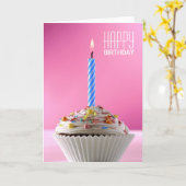 Carte Cupcake glacé décoré pour l'anniversaire (Fleur jaune)