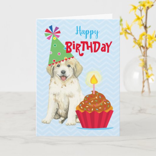 Carte Cupcake Great Pyrenees (Fleur jaune)