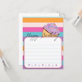 CARTE CUPCAKE HAPPY BANTHDAY PLAT CARD (Devant/Arrière en situation)