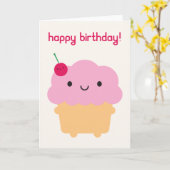 Carte Cupcake Kawaii (Fleur jaune)