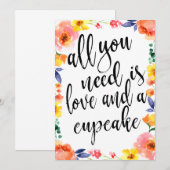 Carte Cupcake Mariage Dessert abordable Floral Sign (Devant / Derrière)