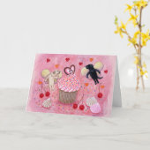 Carte Cupcake monogrammé et Labrador Anniversaire (Fleur jaune)