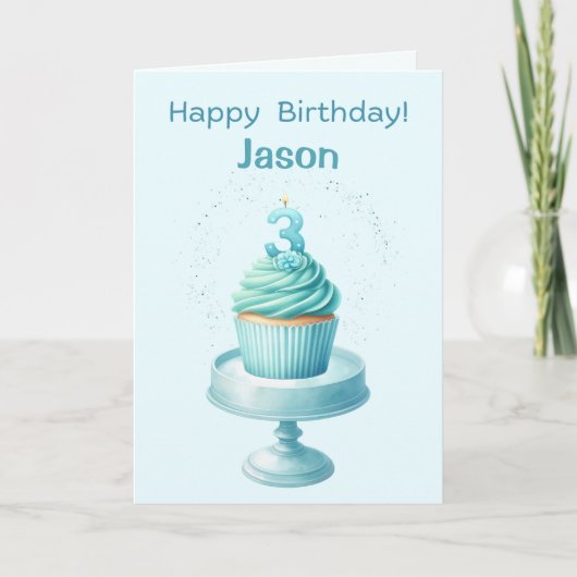 Carte Cupcake personnalisée 3e anniversaire (Devant)