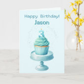 Carte Cupcake personnalisée 3e anniversaire (Fleur jaune)