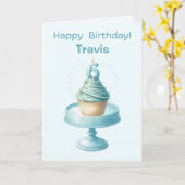 Carte Cupcake personnalisée 6e anniversaire (Fleur jaune)