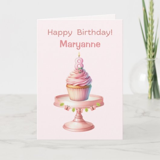 Carte Cupcake personnalisée 8e anniversaire (Devant)