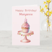 Carte Cupcake personnalisée 8e anniversaire (Fleur jaune)