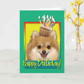 Carte Cupcake Pomeranian (Fleur jaune)