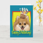 Carte Cupcake Pomeranian (Fleur jaune)