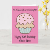 Carte Cupcake rose 10e Joyeux anniversaire petite-fille (Fleur jaune)