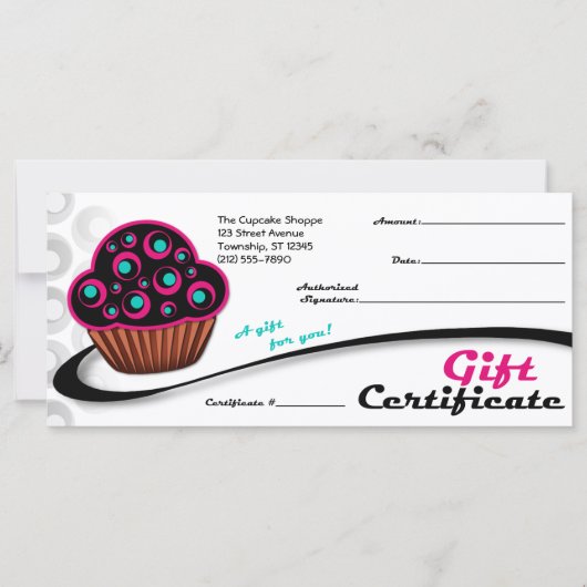 Carte Cupcake rose alternatif - Certificats cadeaux (Devant)