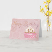 Carte Cupcake rose Joyeux anniversaire (Fleur jaune)