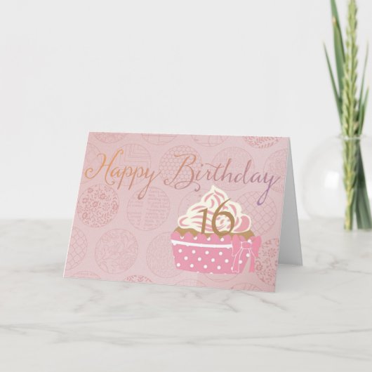Carte Cupcake rose Joyeux anniversaire (Devant)
