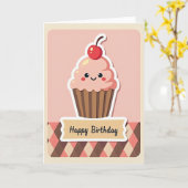 Carte Cupcake Sucré à Points (Fleur jaune)
