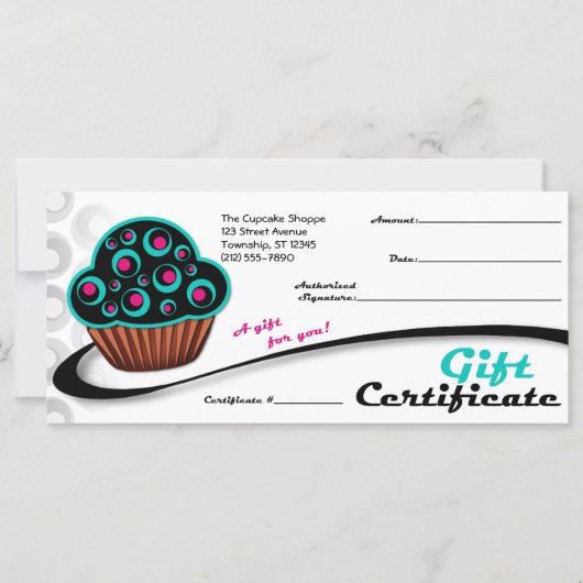 Carte Cupcake Turquoise alternatif rétro - Certificats c (Devant)