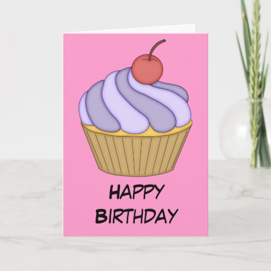 Carte Cupcake violet à deux tons (Devant)