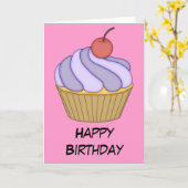 Carte Cupcake violet à deux tons (Fleur jaune)