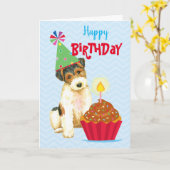 Carte Cupcake Wire Fox Terrier (Fleur jaune)