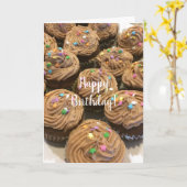Carte Cupcakes d'anniversaire au chocolat (Fleur jaune)