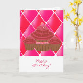 Carte Cupcakes d'anniversaire Red Velvet (Fleur jaune)