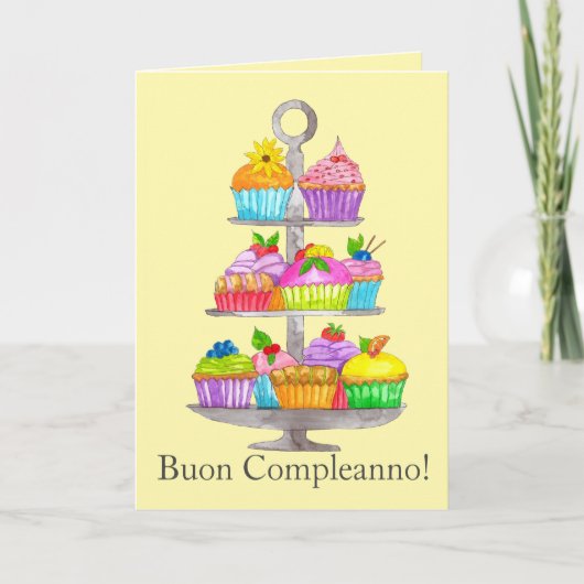 Carte cupcakes d'aquarelle italien (Devant)