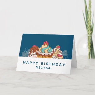 Carte Cupcakes de style rétro Sweet Dessert Anniversaire
