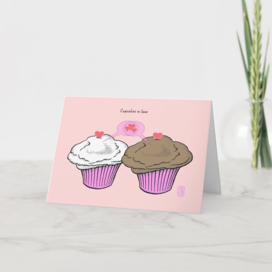 Carte Cupcakes en Love VanillaChocoRoseValentine (Devant)