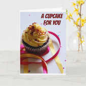 CARTE CUPCAKES & GRANDS SOUHAITS POUR VOTRE "ANNIVERSAIR (Fleur jaune)