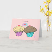 Carte Cupcakes in Love CustardChocoPinkBlue Valentine (Fleur jaune)