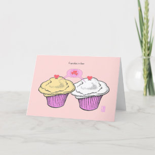 Carte Cupcakes in Love CustardVanillaPinkPink Valentine