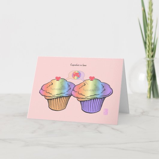 Carte Cupcakes in Love RainbowRainbow Valentine (Devant)