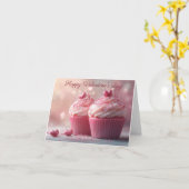 Carte Cupcakes mignonettes avec Coeurs Salutation de Sai (Fleur jaune)