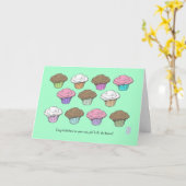 Carte Cupcakes on Mint Félicitations on New Job (Fleur jaune)