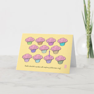Carte Cupcakes Raspberry Icing Chandelle Anniversaire