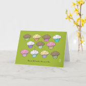 Carte Cupcakes sur Wasabi avec bougie Anniversaire (Fleur jaune)