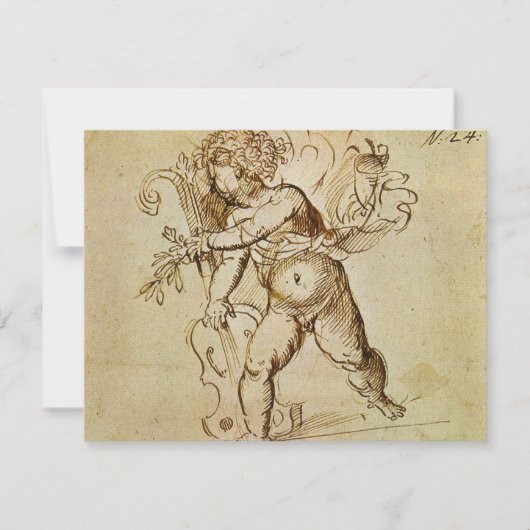 Carte Cupid avec un violon par Domenico Campagnola (Devant)